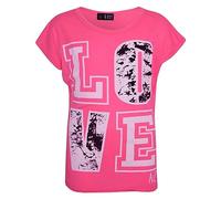 A2Z 4 Kids Girls Love Print Crop Top & Splash Print Fashion T-Shirt Soft Comfortable Short Sleeve Tank Top for Ages 5-13 Years Neon Pink
