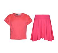 A2Z 4 Kids Girls Love T Shirt Skirt Set Soft Feel Comfortable - New Crop Top Love Skirt N. Pink 11-12