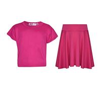 A2Z 4 Kids Girls Love T Shirt Skirt Set Soft Feel Comfortable Summer - New Crop Top Plain Skirt Pink 11-12