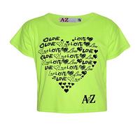 A2Z 4 Kids Girls Love T Shirt Soft Feel Comfortable Summer - New Crop Top Love Neon Green 9-10