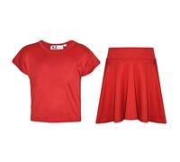 A2Z 4 Kids Girls - New Crop Top Plain Skirt Red 11-2