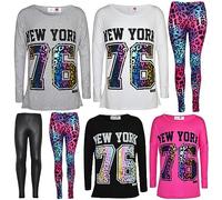 A2Z 4 Kids Girls New York 76 Trendy Top Legging - New York 76 Set Grey 9-10