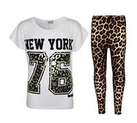 A2Z 4 Kids Girls New York 76 Trendy Top Legging - New York 76 Set White 11-12