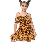 A2Z 4 Kids Girls Off Shoulder Dress Leopard Print Trendy Summer - Leopard 260 Off Shoulder N.Orange 13