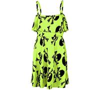 A2Z 4 Kids Girls Off Shoulder Skater Outfit Stylish and Trendy Party Wear - PlainOff Shoulder Skull Lime 9-10