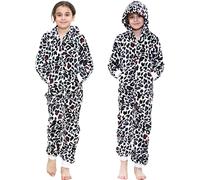 A2Z 4 Kids Girls Onesie Leopard Pyjama Sets A2Z Onesie One Piece Hooded All In One Jumpsuit - E.Soft 154 White 5-6