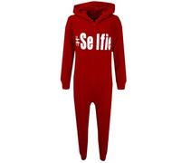 A2Z 4 Kids Girls Onesie #Selfie Hooded Soft Feel Fluffy Cozy Loungewear Comfortable - Cotton Onesie #Selfie Red 9-10