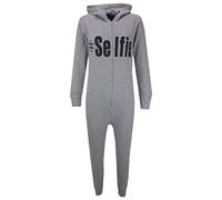 A2Z 4 Kids Girls Onesie #Selfie Hooded Soft Feel Fluffy Cozy Loungewear Comfortable - Cotton Onesie #Selfie Grey 9-10