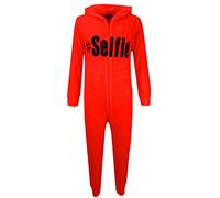 A2Z 4 Kids Girls Onesie #Selfie Hooded Soft Feel Fluffy Cozy Loungewear Comfortable - Cotton Onesie #Selfie Neon Orange 9-10