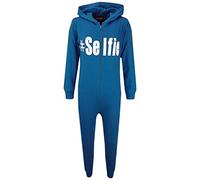 A2Z 4 Kids Girls Onesie #Selfie Hooded Soft Feel Fluffy Cozy Loungewear Comfortable - Cotton Onesie #Selfie Turquoise 9-10