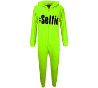 A2Z 4 Kids Girls Onesie #Selfie Hooded Soft Feel Fluffy Cozy Loungewear Comfortable - Cotton Onesie #Selfie Neon Green 11-12