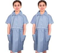 A2Z 4 Kids Girls Pack of 2 Gingham School Dresses Age 2-15 Blue