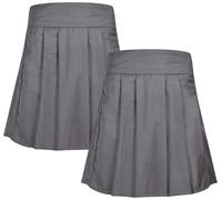 A2Z 4 Kids Girls Pack of 2 Plain School Uniform Pleated - UF Skirt 375 Grey 2 Pack 7-8