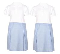 A2Z 4 Kids Girls Pack of 2 School Uniform Dress Short Sleeves - UF Dress 861 2 Pack Blue 9-10