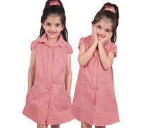 A2Z 4 Kids Girls Pack of 2 School Uniform Gingham Check Dresses Set Red