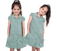 A2Z 4 Kids Girls Pack of 2 School Uniform Pleated Gingham Checked Summer - UF Dress 648 Green 2 Pack 8-9