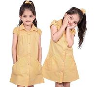 A2Z 4 Kids Girls Pack of 2 School Uniform Pleated Gingham Checked Summer - UF Dress 648 Yellow 2 Pack 4-5
