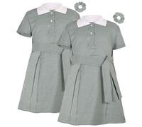 A2Z 4 Kids Girls Pack of 2 Uniform School Dress Soft Comfortable Gingham - UF Dress 857 2 Pack Green 3-4