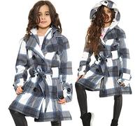 A2Z 4 Kids Girls Parka Jacket Hooded Trench Coat Wool Blends Warm Padded Jacket - Jacket 007 Navy Check 9-10