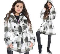 A2Z 4 Kids Girls Parka Trench Coat - Jacket 007 Olive Check 11-12