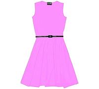 A2Z 4 Kids Girls Party Fashion Dresses with Free Belt Summer - Skater Sleeveless Baby Pink 9-10