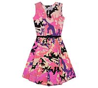 A2Z 4 Kids Girls Party Fashion Dresses with Free Belt Summer - Skater Sleeveless Camo Baby Pink 11-12