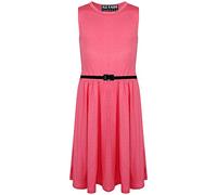 A2Z 4 Kids Girls Party Fashion Dresses with Free Belt Summer - Skater Sleeveless Coral 7-8