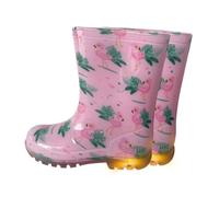 A2Z 4 Kids Girls Pink Flamingo Wellington Boots Light Up Rain - Wellies 1411 Flamingo 2 UK