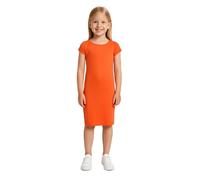 A2Z 4 Kids Girls Plain Short Sleeve - New Midi Dress Neon Orange 7-8