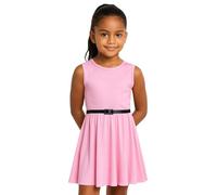 A2Z 4 Kids Girls Plain Skater Dress Party Fashion Summer Dresses - New Skater Dress Baby Pink 5-6