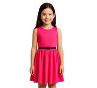 A2Z 4 Kids Girls Plain Skater Dress Party Fashion Summer Dresses - New Skater Dress Neon Pink 5-6