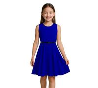 A2Z 4 Kids Girls Plain Skater Dress Party Fashion Summer Dresses - New Skater Dress Royal 5-6.