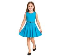 A2Z 4 Kids Girls Plain Skater Dress Party Fashion Summer Dresses - New Skater Dress Sea Green 5-6