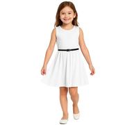 A2Z 4 Kids Girls Plain Skater Dress Party Fashion Summer Dresses - New Skater Dress White 5-6