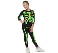 A2Z 4 Kids Girls Printed Top and Leggings Set Long Sleeve Soft Stretch Two Piece Clothing Casual Everyday Outfit Black Neon Green Pull On Comfortable Age 5-13 Years