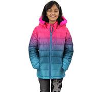 A2Z 4 Kids Girls Puffer Jacket Faux Fur Hooded Two Tone 3D Faded Fashion Stylish - Jacket JK22 Cerise 13