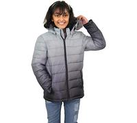 A2Z 4 Kids Girls Puffer Jacket Faux Fur Hooded Two Tone 3D Faded Fashion Stylish - Jacket JK22 Grey 9-10