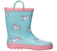 A2Z 4 Kids Girls Rain Boot Non-Slip Waterproof Rubberb - Wellies Unicorn 3 UK Aqua
