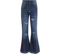 A2Z 4 Kids Girls Relaxed Straight Fit Boot Cut Jeans Baggy Wide Leg Elastic Waist - Jeans JN42 Dark Blue._7-8