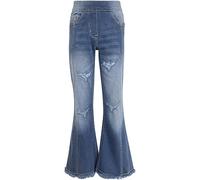 A2Z 4 Kids Girls Relaxed Straight Fit Boot Cut Jeans Baggy Wide Leg Elastic Waist - Jeans JN42 Mid Blue._9-10