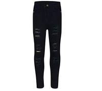 A2Z 4 Kids Girls Ripped Stretch Jeans - Girls Jeans JN28 Jet Black 9-10