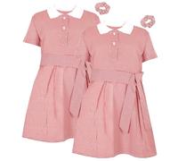 A2Z 4 Kids Girls School Dress Gingham Uniform Pack of 2 Summer Outfit Red