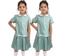 A2Z 4 Kids Girls School Dress Gingham Zip Up Pack of 2 Summer Uniform Green