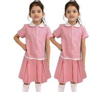 A2Z 4 Kids Girls School Dress Gingham Zip Up Pack of 2 Summer Uniform Red