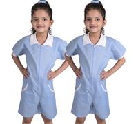 A2Z 4 Kids Girls School Playsuit Gingham Uniform Pack of 2 Jumpsuits Blue