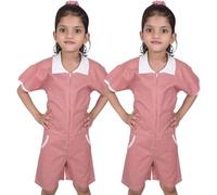 A2Z 4 Kids Girls School Playsuit Gingham Uniform Pack of 2 Jumpsuits Red