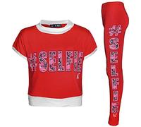 A2Z 4 Kids Girls #Selfie Outfit Trendy Crop Top - Selfie Set Graffiti Red 9-10