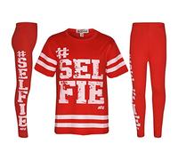A2Z 4 Kids Girls Selfie Print 2 Piece Clothing Set Short Sleeve - Selfie 001 Set Red 7-8