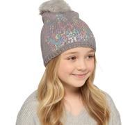 A2Z 4 Kids Girls Sequin Bobble - Hat KH1020 Grey 3-6
