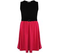 A2Z 4 Kids Girls Skater Dress Belted Summer Party Dance - Skater Dress Panel Pink 11-12